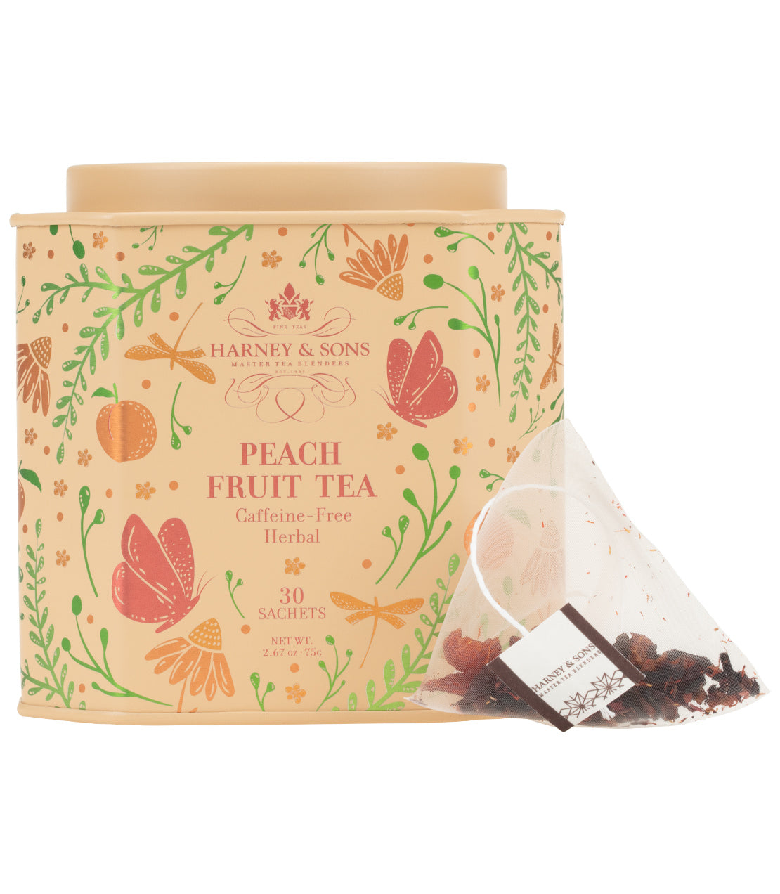 Peach Fruit Tea, Tin of 30 Sachets