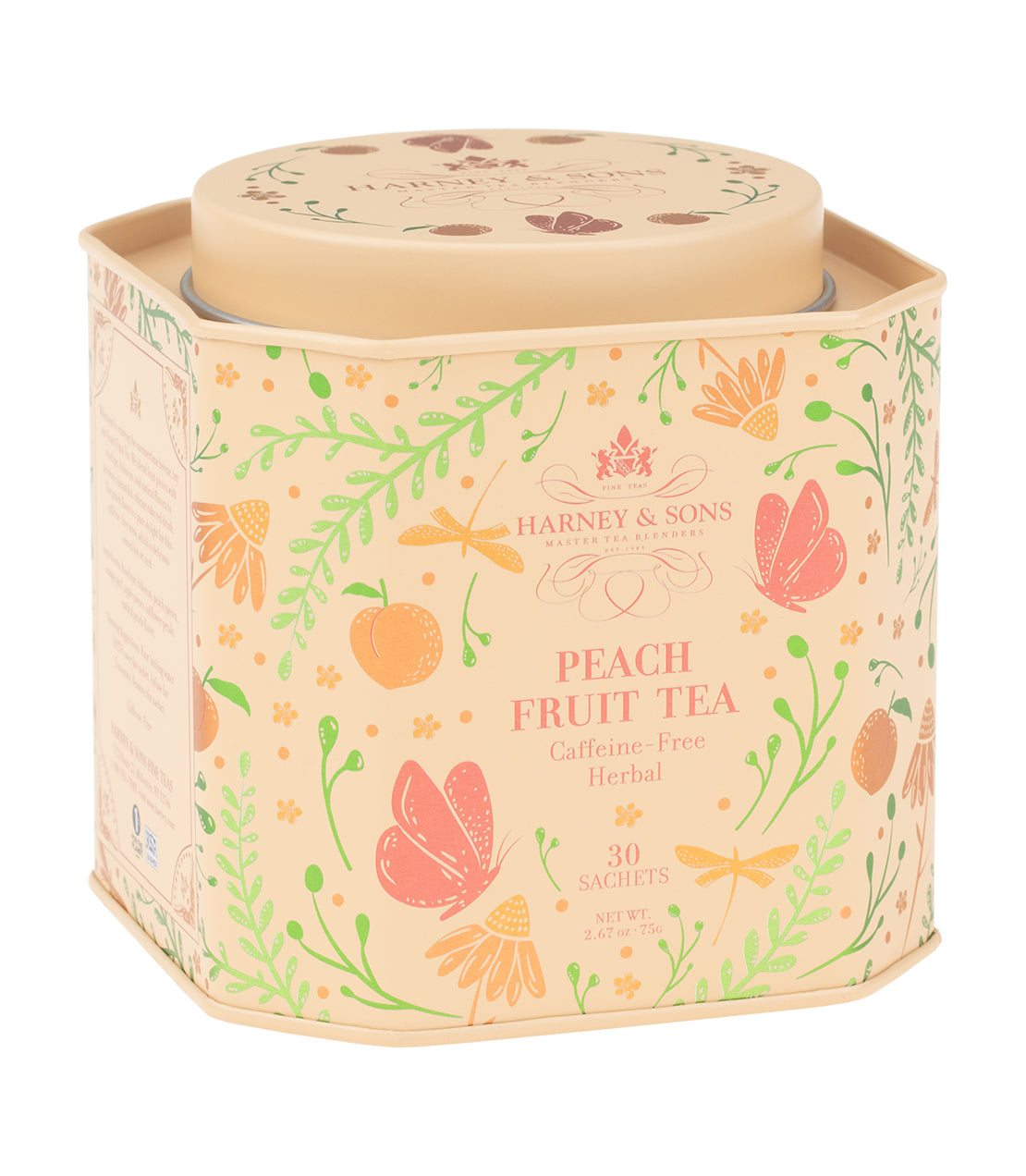 Peach Fruit Tea, Tin of 30 Sachets