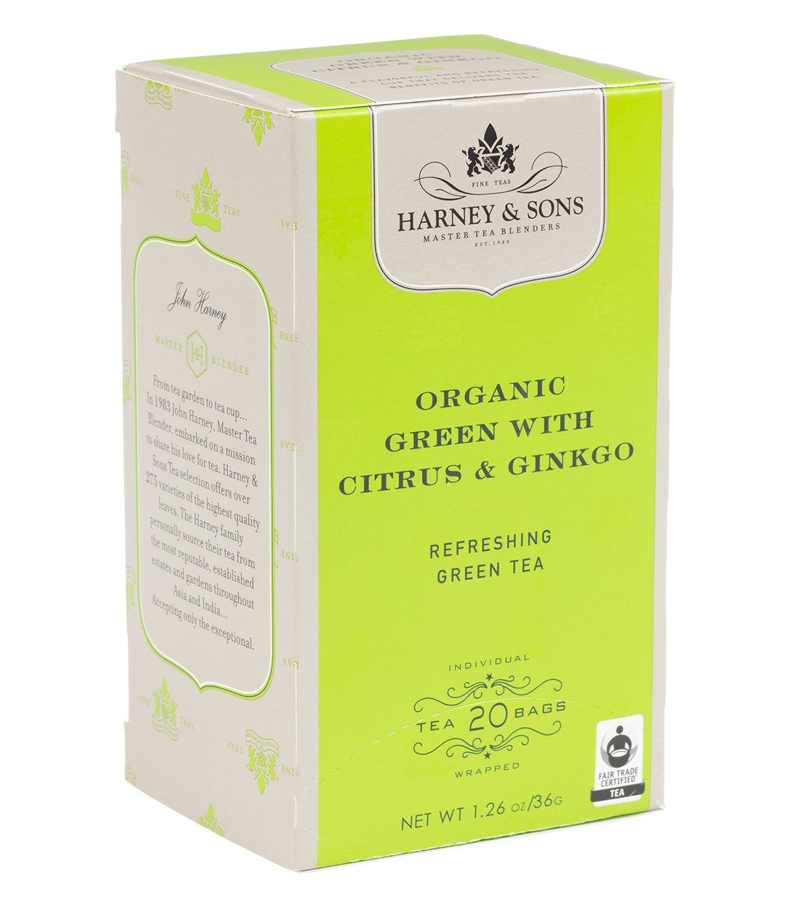 Organic Green with Citrus & Ginkgo, Box of 20 Premium Teabags