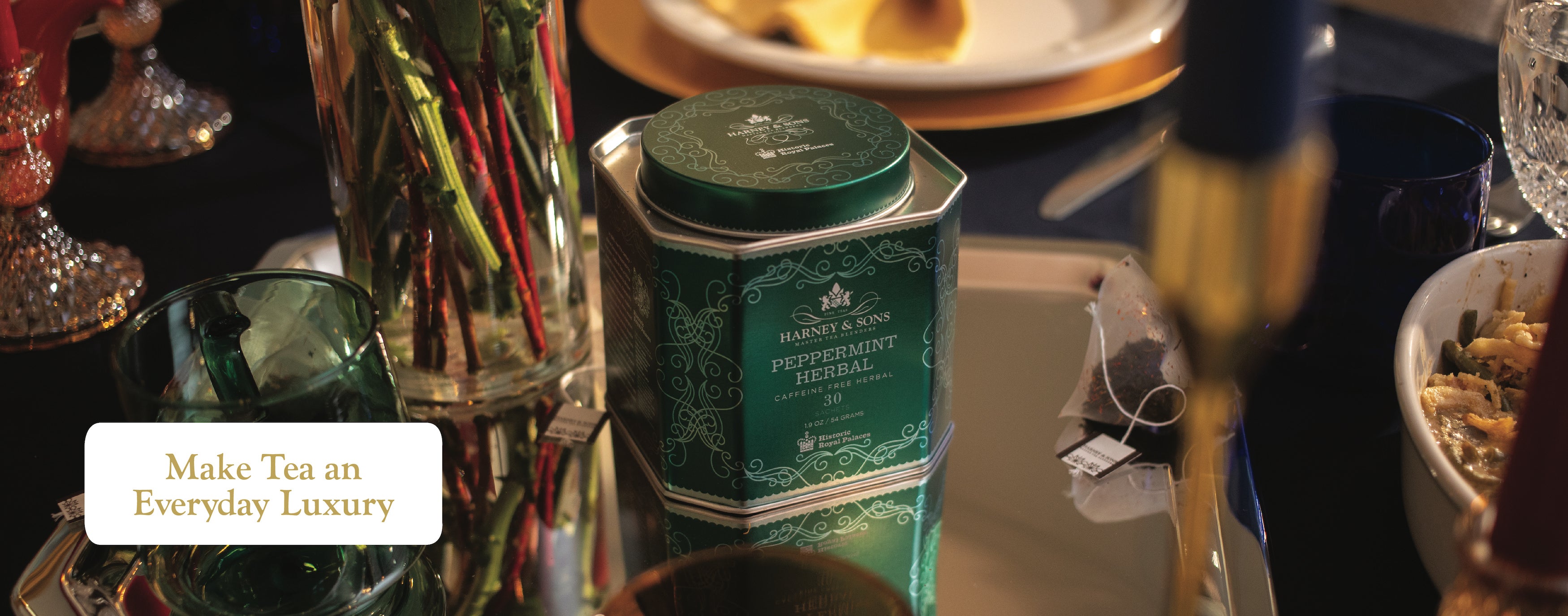 Peppermint Herbal, Tin of 30 Sachets. Make tea an everyday luxury.