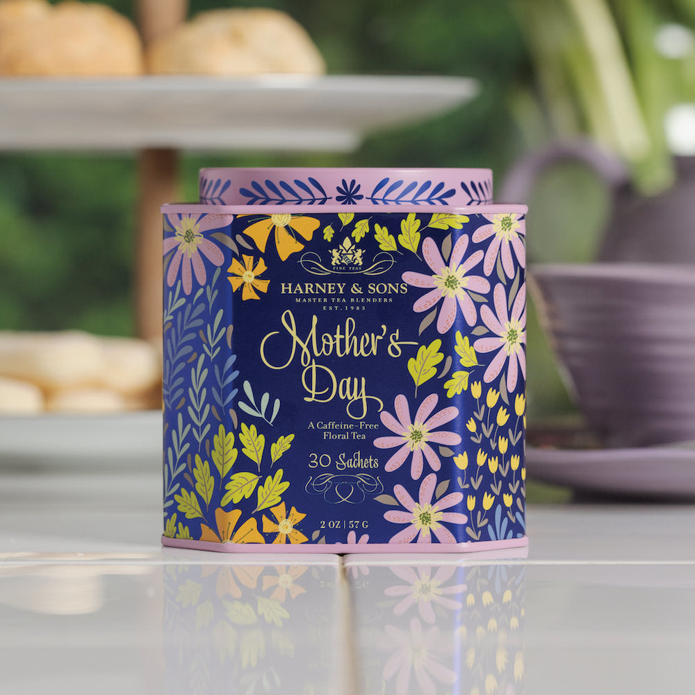 Mother's Day caffeine-free floral tea tin of 30 sachets.