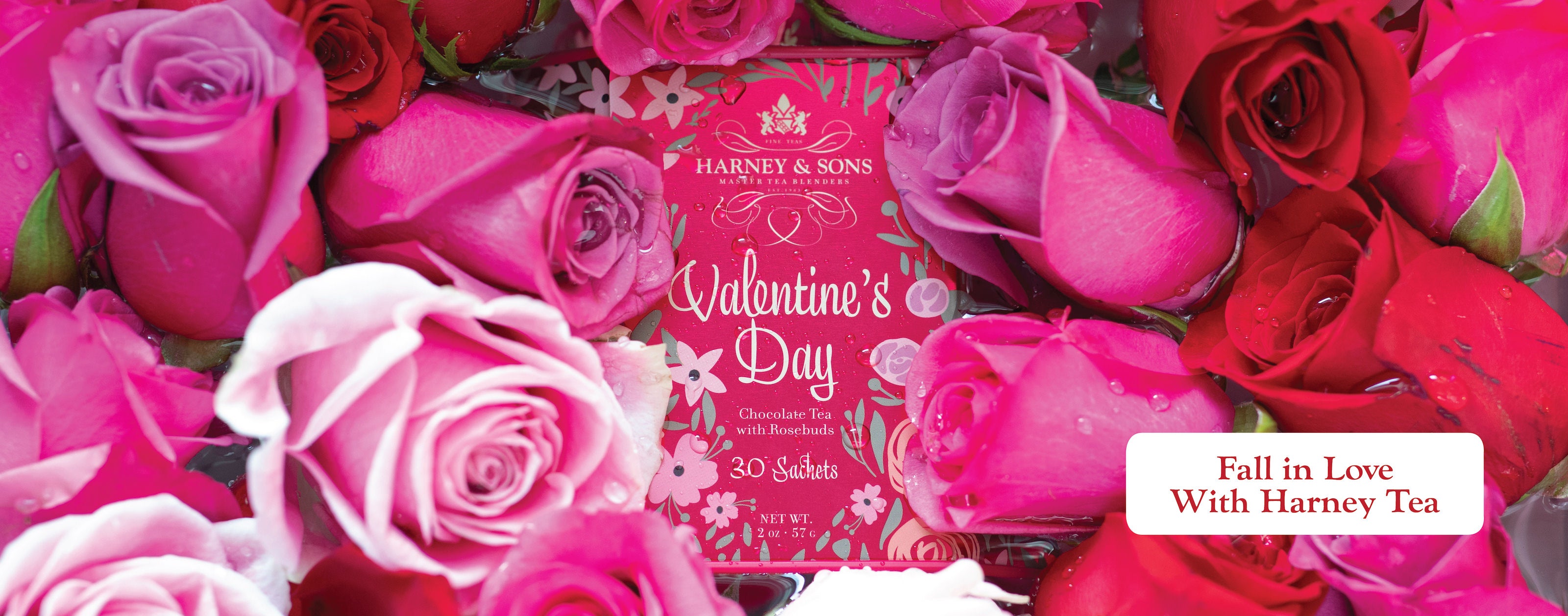 Fall in love with Harney Teas. Valentine's Day chocolate tea with rosebuds, 30 sachets.